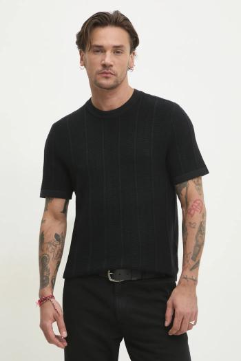 Sveter Abercrombie & Fitch pánsky, čierna farba, tenký, KI120-5071