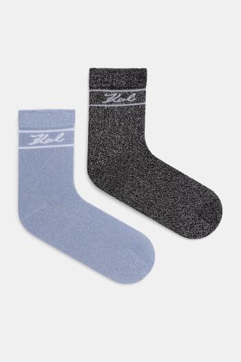 Ponožky Karl Lagerfeld 2-pak dámske, strieborná farba, A1W47079