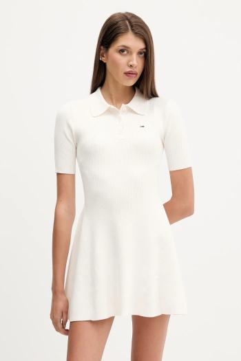 Šaty Tommy Jeans béžová farba, mini, áčkový strih, DW0DW21471