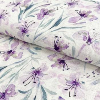 Viskóza s ľanom Natural Lin Laurel purple digital print