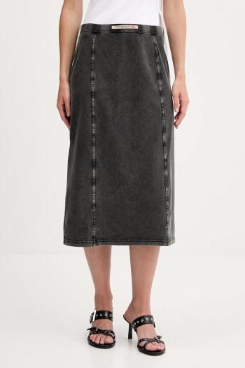 Sukňa Diesel O-ALLEGRA SKIRT čierna farba, midi, rovný strih, A16596.0NJBJ