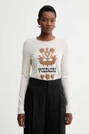 Vlnený sveter ZADIG&VOLTAIRE béžová farba, ľahký, KWSW02802