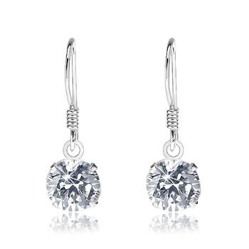 Strieborné náušnice 925, okrúhly číry zirkón, 7 mm, afroháčiky 