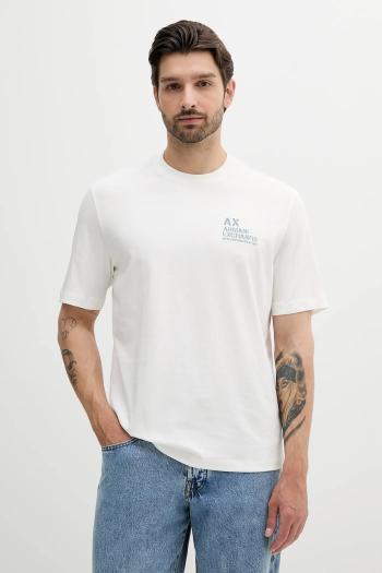 Bavlnené tričko Armani Exchange pánske, biela farba, s nášivkou, XM000769 AF10361