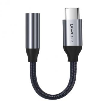 Ugreen AV142 adaptér 3,5mm jack / USB-C 10cm, sivý (30632)