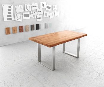 Jedálenský stôl Edge 160x90cm XL Acacia prírodná nerezová oceľ úzky