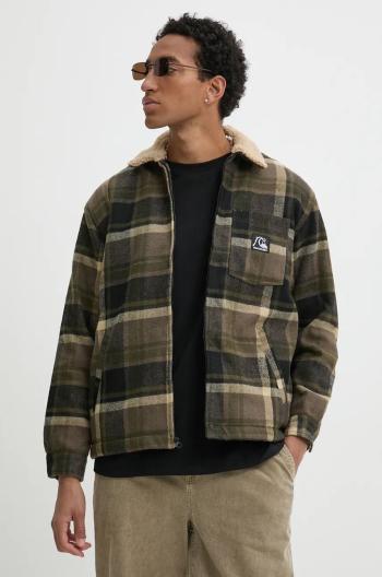 Košeľové sako Quiksilver Dna Sherpa Harrington hnedá farba, prechodná, EQYJK04064