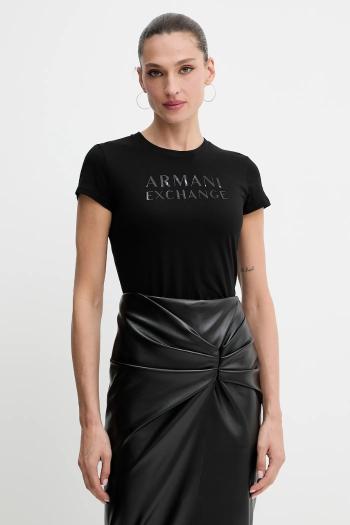Bavlnené tričko Armani Exchange dámske, čierna farba, XW001357 AF10356
