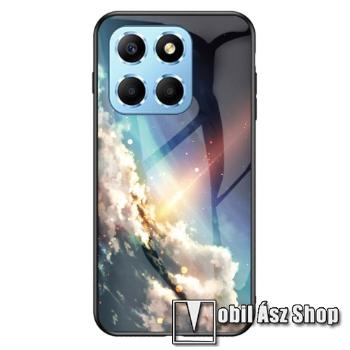 GLASS CASE műanyag védő tok / hátlap védő edzett üveg - FELHŐ / ÉGBOLT MINTÁS - szilikon szegély - HUAWEI Honor X6 / X8 5G / Play6C / Play 30 / 70 Lite