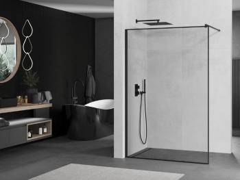 OLSEN SPA - Walk-in sprchovací kút ALGORA BLACK - FARBA rámu - Čierna, Rozmer A - 110, Rozmer C - 195, Smer zatvárania - Univerzálne Ľavé / Pravé, Výplň - Maľované bezpečnostné sklo - 6 mm OLBALGO110BC