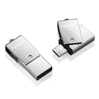 Apacer USB flash disk OTG, USB 3.0, 64GB, AH750, strieborný, AP64GAH750S-1, USB A/USB Micro B, s otočnou krytkou, DOPRADEJ