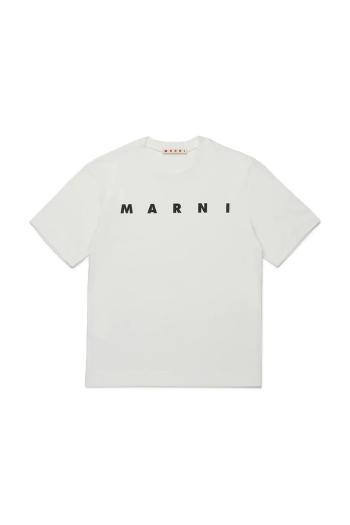 Bavlnené tričko Marni MT135U T-SHIRT béžová farba, s potlačou, M002MV