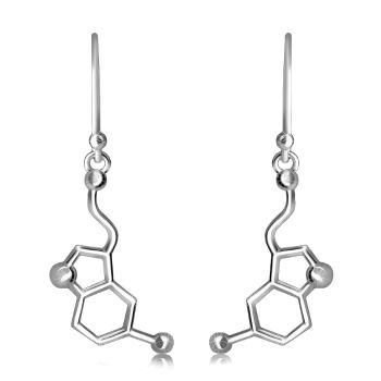 Strieborné visiace 925 náušnice - chemická zlúčenina serotonínu "Hormón šťastia"