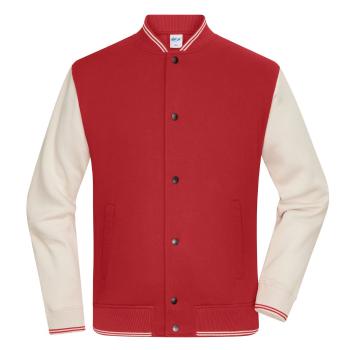 James & Nicholson (Daiber) Dvojfarebná mikina College - Karmínovo červená / pieskovcová | 2XL