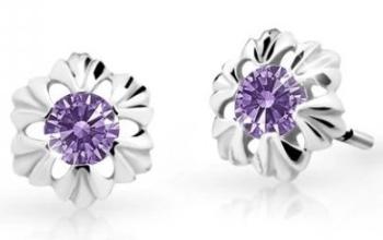 Cutie Jewellery Detské náušnice z bieleho zlata C2213-30-X-2 fialová
