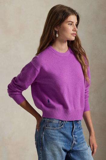 Vlnený sveter Polo Ralph Lauren fialová farba, 211914515