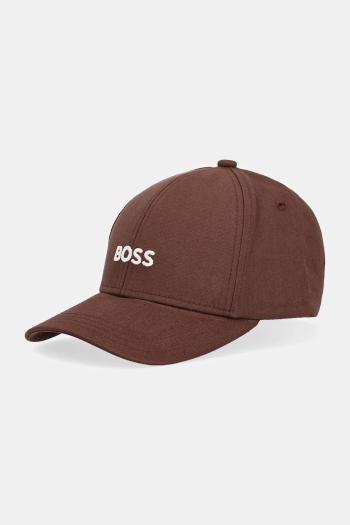 Bavlnená šiltovka BOSS hnedá farba, s nášivkou, 50495121