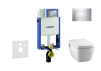 GEBERIT - Kombifix Modul na závesné WC s tlačidlom Sigma30, lesklý chróm/chróm mat + Tece One - sprchovacia toaleta a doska, Rimless, SoftClose 110.302.00.5 NT6