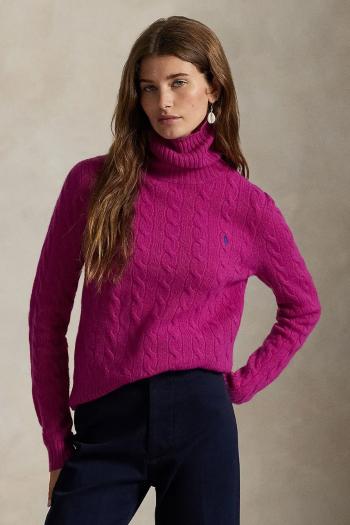 Vlnený sveter Polo Ralph Lauren béžová farba, ľahký, s rolákom, 211888686