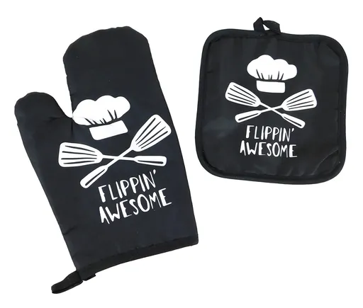 MAKRO - Chňapka sada 2ks, rukavica a podložka, čierna AWESOME