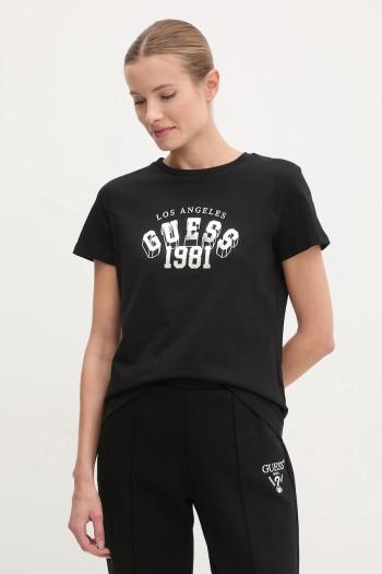 Bavlnené tričko Guess MARTINA dámske, čierna farba, V5RI06 I3Z14