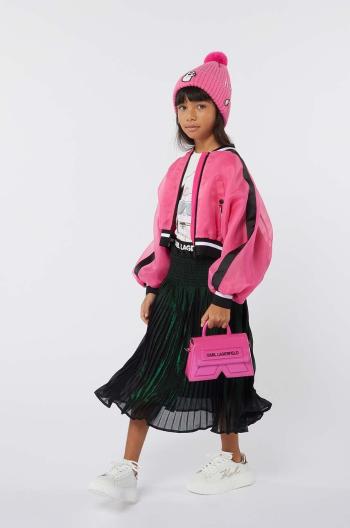 Dievčenská sukňa Karl Lagerfeld zelená farba, midi, áčkový strih, Z30195