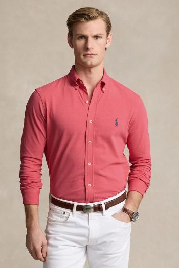 Bavlnená košeľa Polo Ralph Lauren pánska, čierna farba, regular, s golierom button-down, 710654408