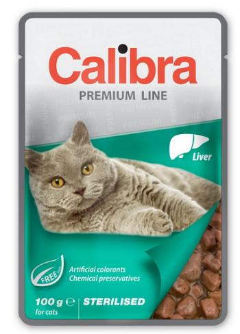 Calibra Premium cat Sterilised pečeň v omáčke kapsičky pre mačky 24x100g