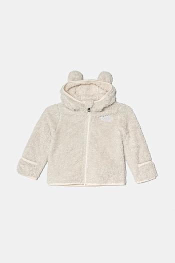 Detská fleecová mikina The North Face BABCAMPSHIRE F/Z HOODIE béžová farba, s kapucňou, jednofarebná, NF0A88VW5QO1