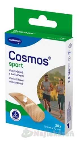 COSMOS Na šport náplasť na rany flexibilná 1,9cmx7,2cm 20ks