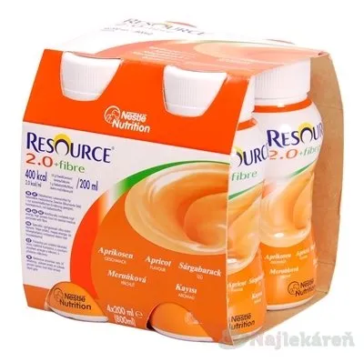 NESTLÉ RESOURCE 2,0+ Fibre Marhuľová príchuť sol 4x200 ml 800 ml