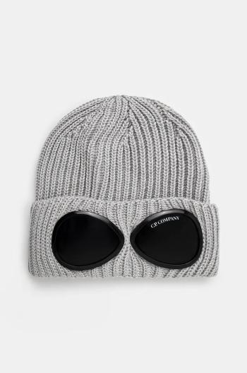 Vlnená čiapka C.P. Company Extra Fine Merino Wool Goggle Beanie šedá farba, vlnená, 17CMAC122A005509A