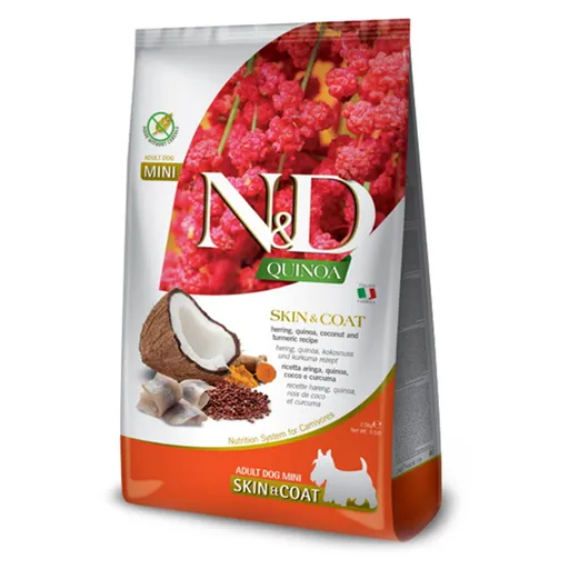 N&D Quinoa Skin & Coat Herring & Coconut pre malé plemená psov 2,5 kg