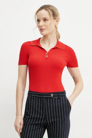 Polo tričko Twinset dámske, červená farba, 251TT3222