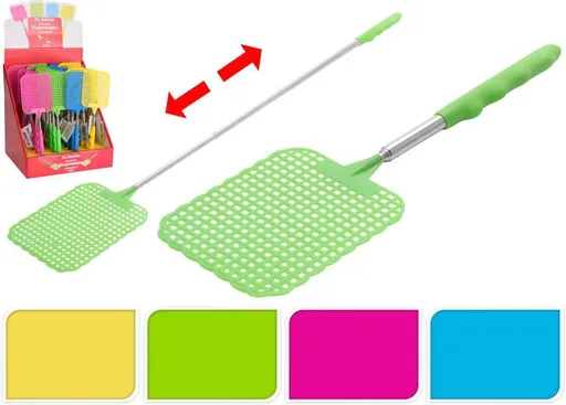 MAKRO - Plácačka na muchy / mucholapka teleskopická rúčka 24,5 až 57cm, rôzne farby