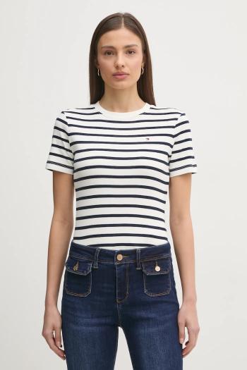 Bavlnené tričko Tommy Hilfiger dámske, biela farba, WW0WW40587