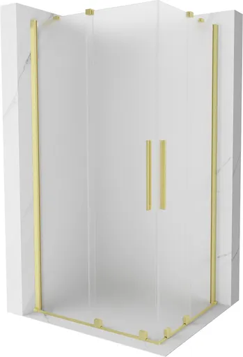 MEXEN/S - Velar Duo sprchovací kút, posuvné dvere 90 x 80, dekor, zlato kartáčovaná 871-090-080-32-55