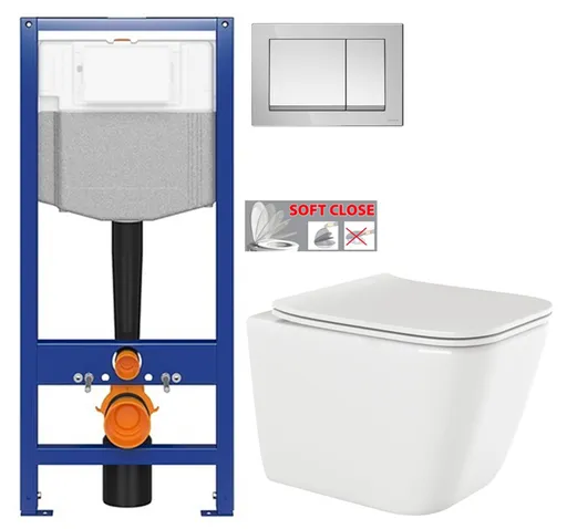 CERSANIT predstenový inštalačný systém s tlačidlom chrom K97-509 + WC INVENA PAROS  + SEDADLO K97-526 509 RO1