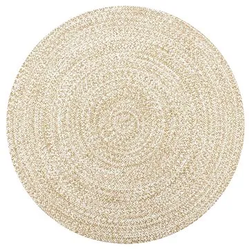 Ručne vyrábaný koberec juta biely a prírodný 90 cm (133722)