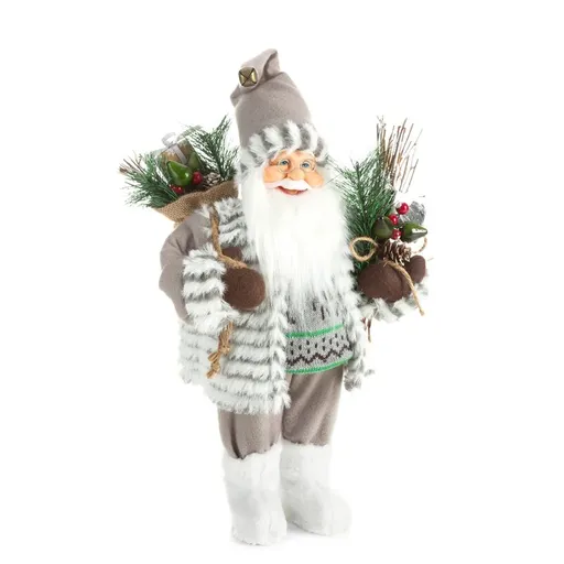 ArtFir Vianočná dekorácia SANTA CLAUS 78C | biela/strieborná 27 x 12 x 40 cm