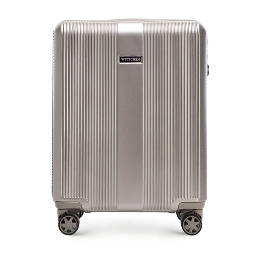 Malý kufor z polykarbonátu s vertikálnou razbou šampanská farba 56-3P-901-87