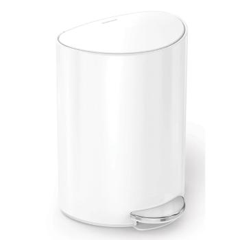 Coș cu pedală Simplehuman 6 l, semirotund, oțelalb, plastic, alb