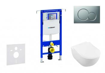 GEBERIT - Duofix Modul na závesné WC s tlačidlom Sigma01, matný chróm + Villeroy Boch - WC a doska, DirectFlush, SoftClose, CeramicPlus 111.355.00.5 NI3