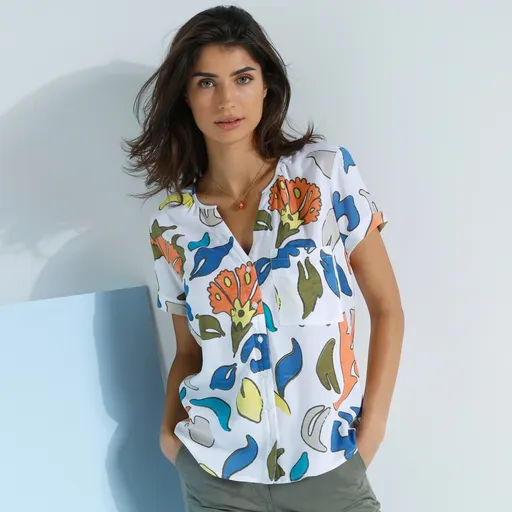 Blúzka s krátkymi rukávmi, maxi potlač