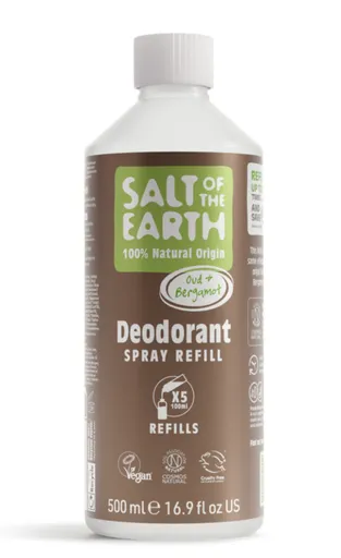 Prírodný kryštálový deodorant - oud a bergamot, náplň pre sprej 500ml