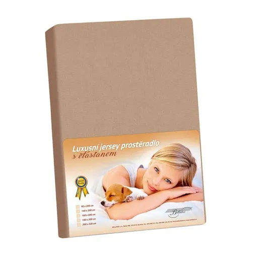 Bellatex Jersey prestieradlo s elastanom kávová, 160 x 200 cm, 160 x 200 cm