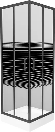 MEXEN/S - Rio sprchovací kút štvorec 70 x 70, pruhy, čierny + vanička Rio vrátane výpuste 860-070-070-70-20-4510