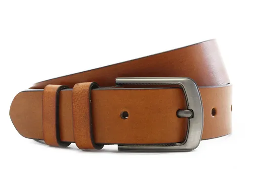 Hnedý kožený hladký pánsky opasok do 145cm.