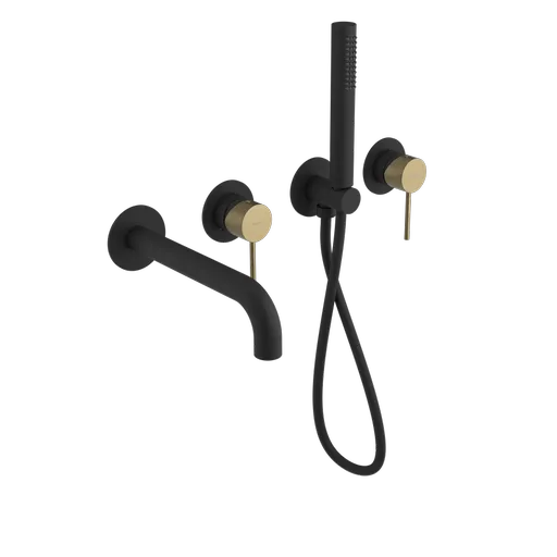 SAPHO - ULTRAMIX podomietková vaňová batéria kompletná, čierná mat/zlato mat UT093BG