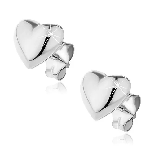 Puzetové náušnice zo striebra 925 - vypuklé hladké srdce